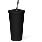 Insulated tumbler with a straw