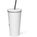 Insulated tumbler with a straw
