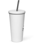 Insulated tumbler with a straw