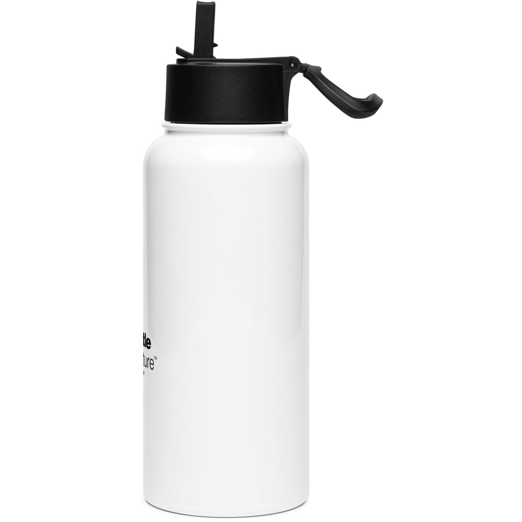 Stainless steel water bottle with a straw lid